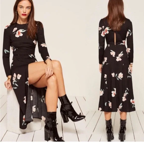 Reformation Vanessa Floral Print Long Sleeve Midi Dress - Picture 2 of 11